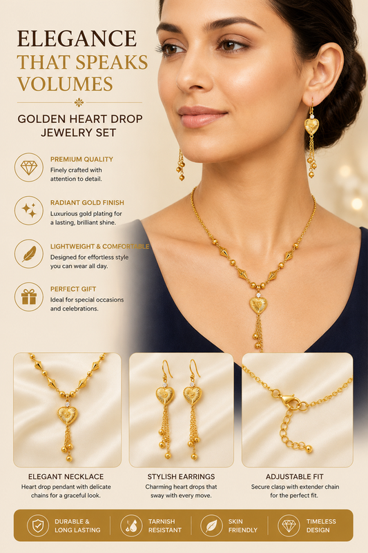 Elegant Heart Tassel Necklace Set