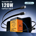 120W GaN Fast Charger with Type-C & Lightning Cable